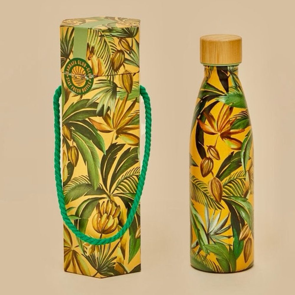 NEW FARM Rio Bananart Stay Fresh Stainless Steel Bottle Tropical Yellow Bananas